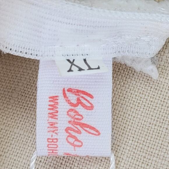 NWT Boho Factory White Crochet Halter Neck Mini Dress Size XL Beachy Boho Indie - Picture 10 of 13